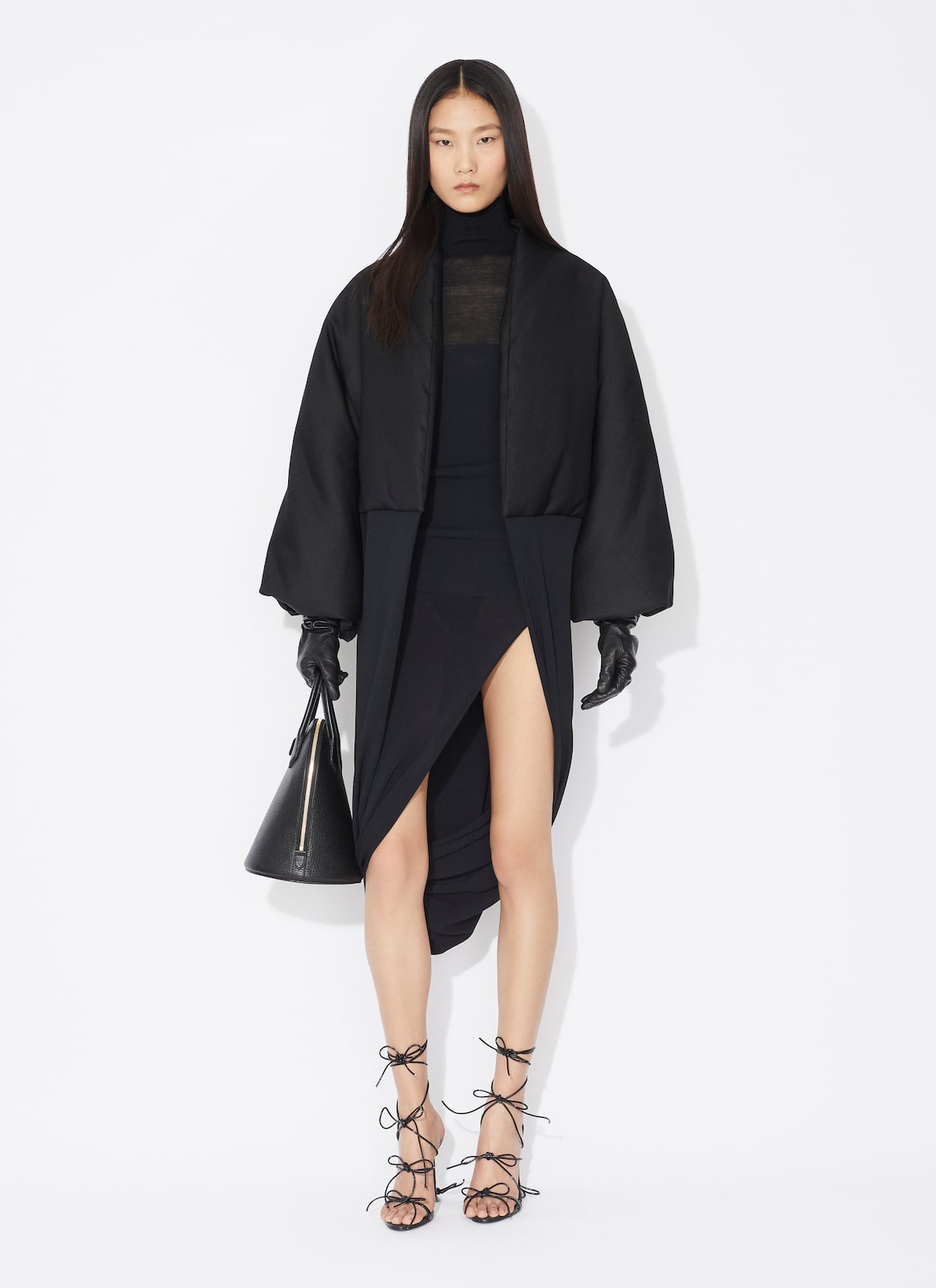 MANTEAU ROBE BI-MATIÈRE ALAÏA MANTEAU ROBE BI-MATIÈRE NOIR